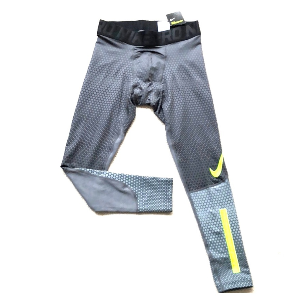 NEW Mens Nike Pro Hyperwarm Leggings | Tights Gray